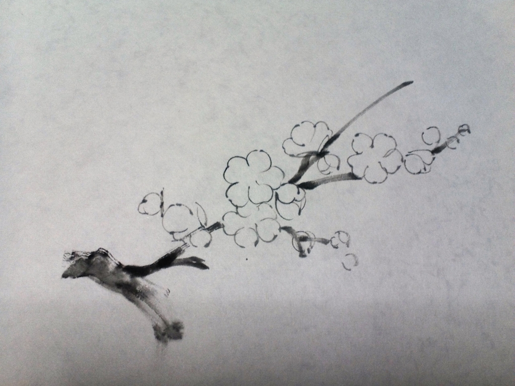 水墨画 梅の立体的な描き方。 其ノ一 - つらら庵日和。