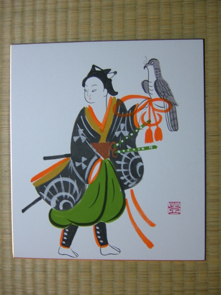 模写大津絵、鬼の行水、額付き 模写大津絵、鬼の行水、額付き