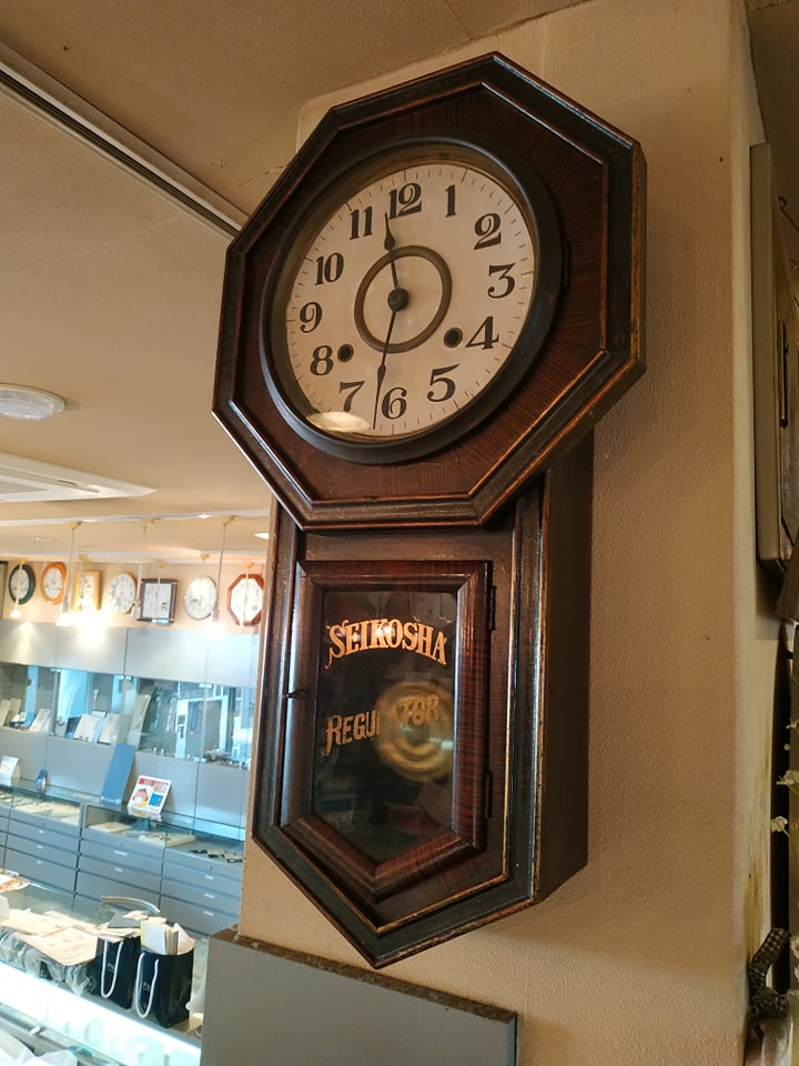 フランスアンティーク古時計/木製柱時計/置時計/レトロクロック(75-163