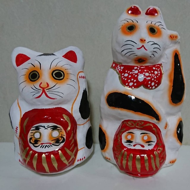 招き猫40・41の2【東京】多摩張子/深大寺だるま市 - 郷土玩具/招き猫