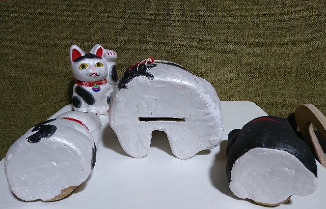 郷土玩具 招き猫(白)特大 まねきねこ 起人形 中島一夫 郷土玩具 招き猫