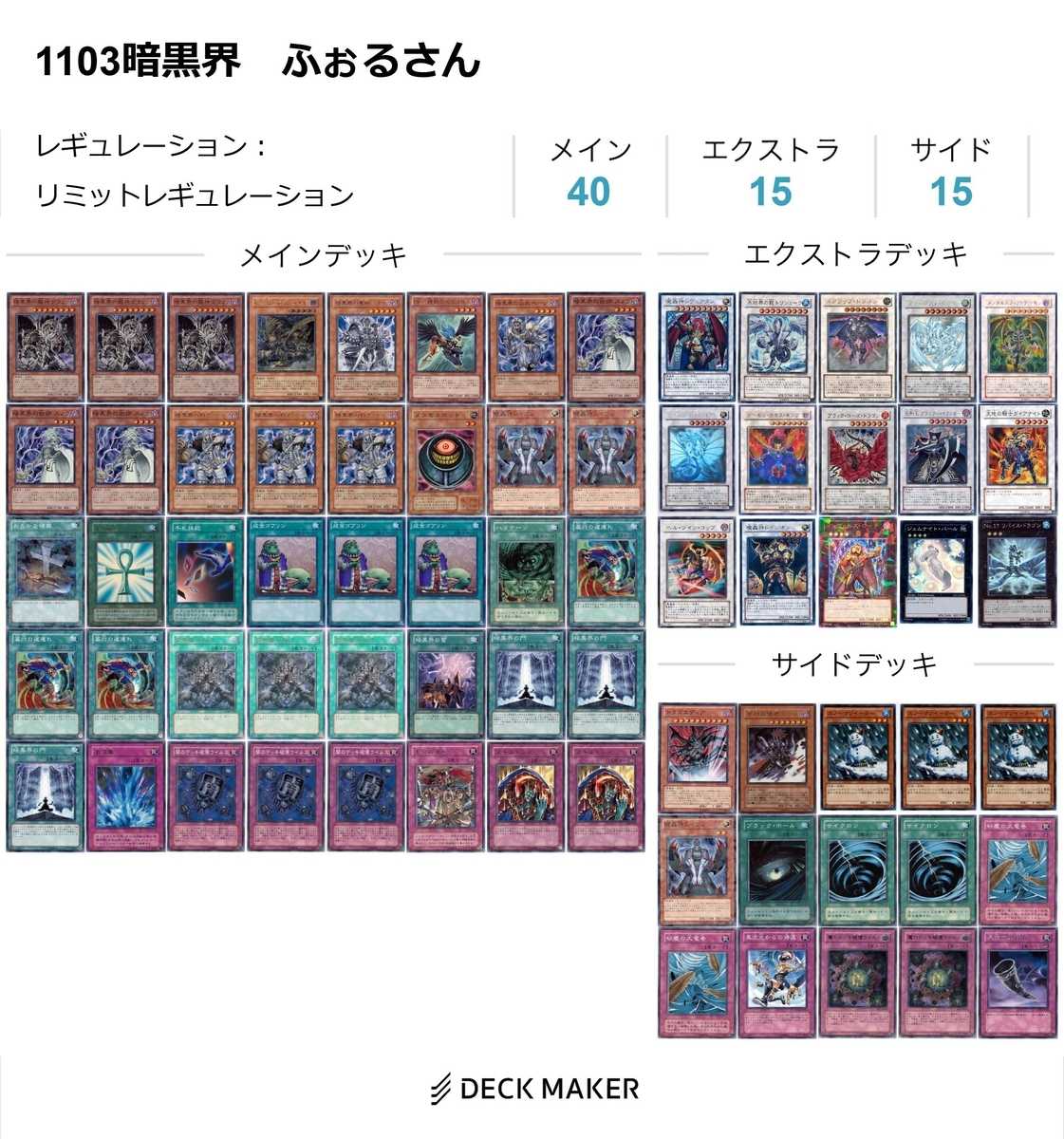 遊戯王【暗黒界(1103環境)】ゲートボール デッキ スリーブ＆サイド