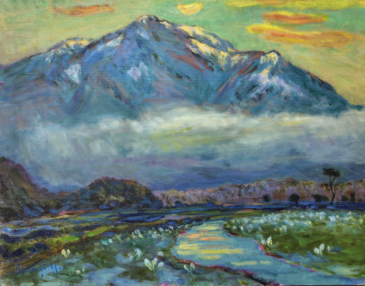 尾瀬ヶ原（朝）1992 P15 絵画 油絵 油彩画 風景画 アート 尾瀬 尾瀬沼