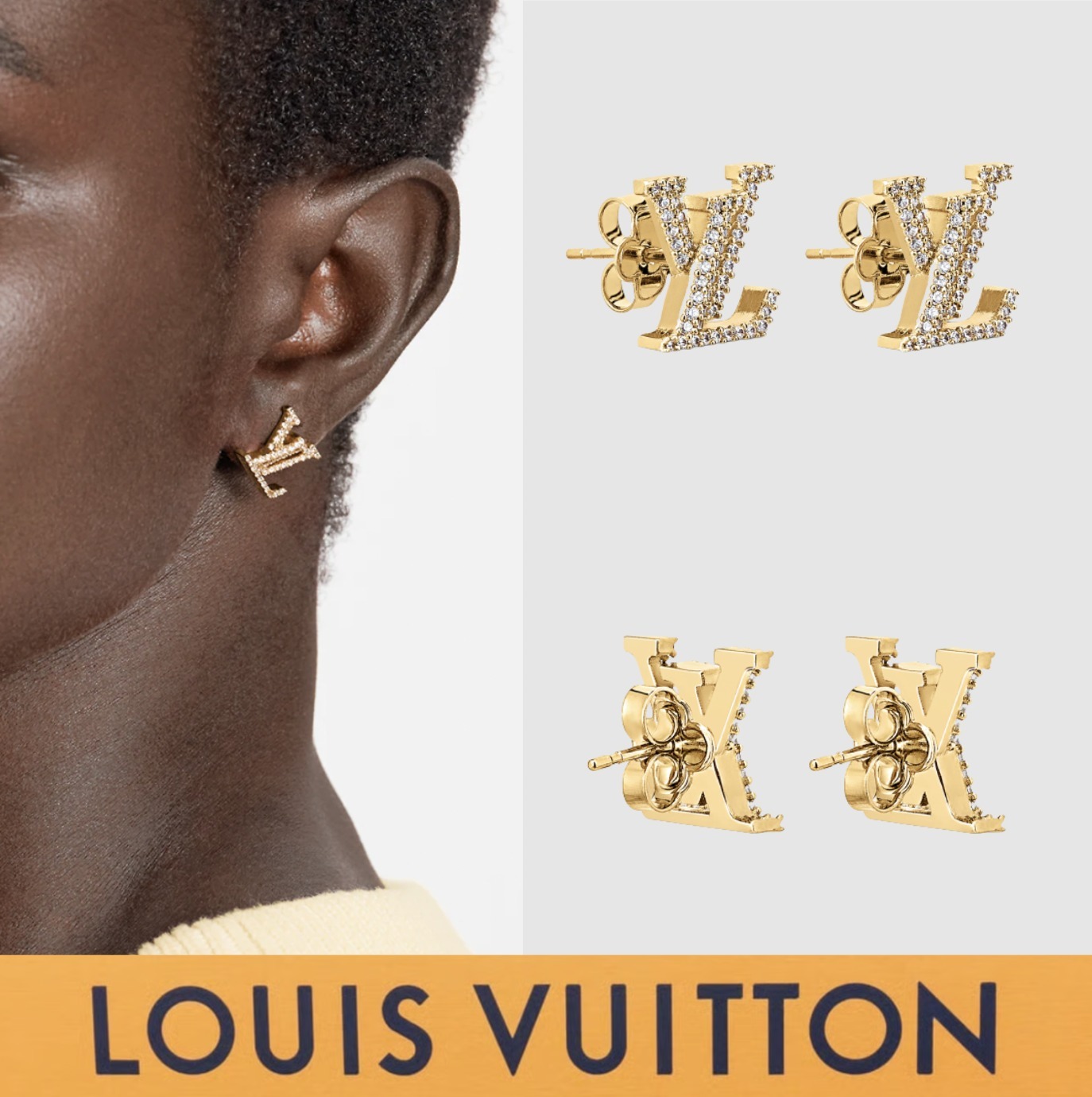 LOUIS VUITTON クリスタルロゴピアス ルイヴィトン 偽物 ピアス LV