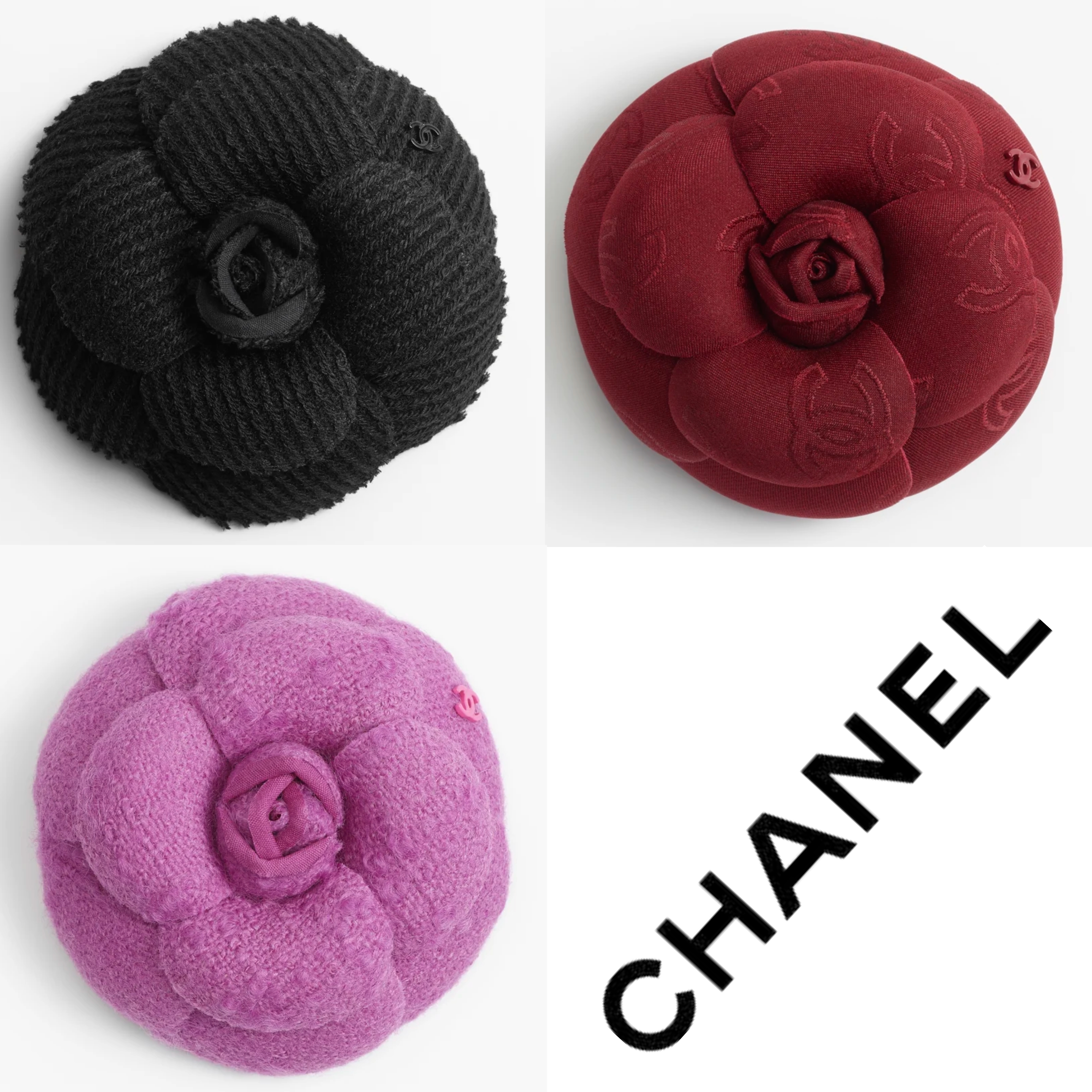 シャネル ココマーク カメリア 21K ブローチ ファブリック レッド