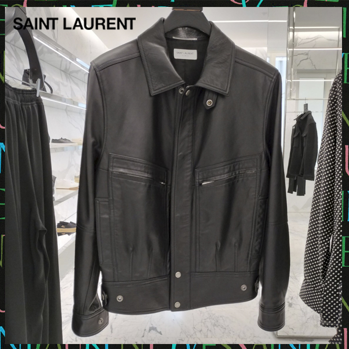 Saint Laurent《ラムスキン ジャケット》ブラック DHL発送 直営 (Saint