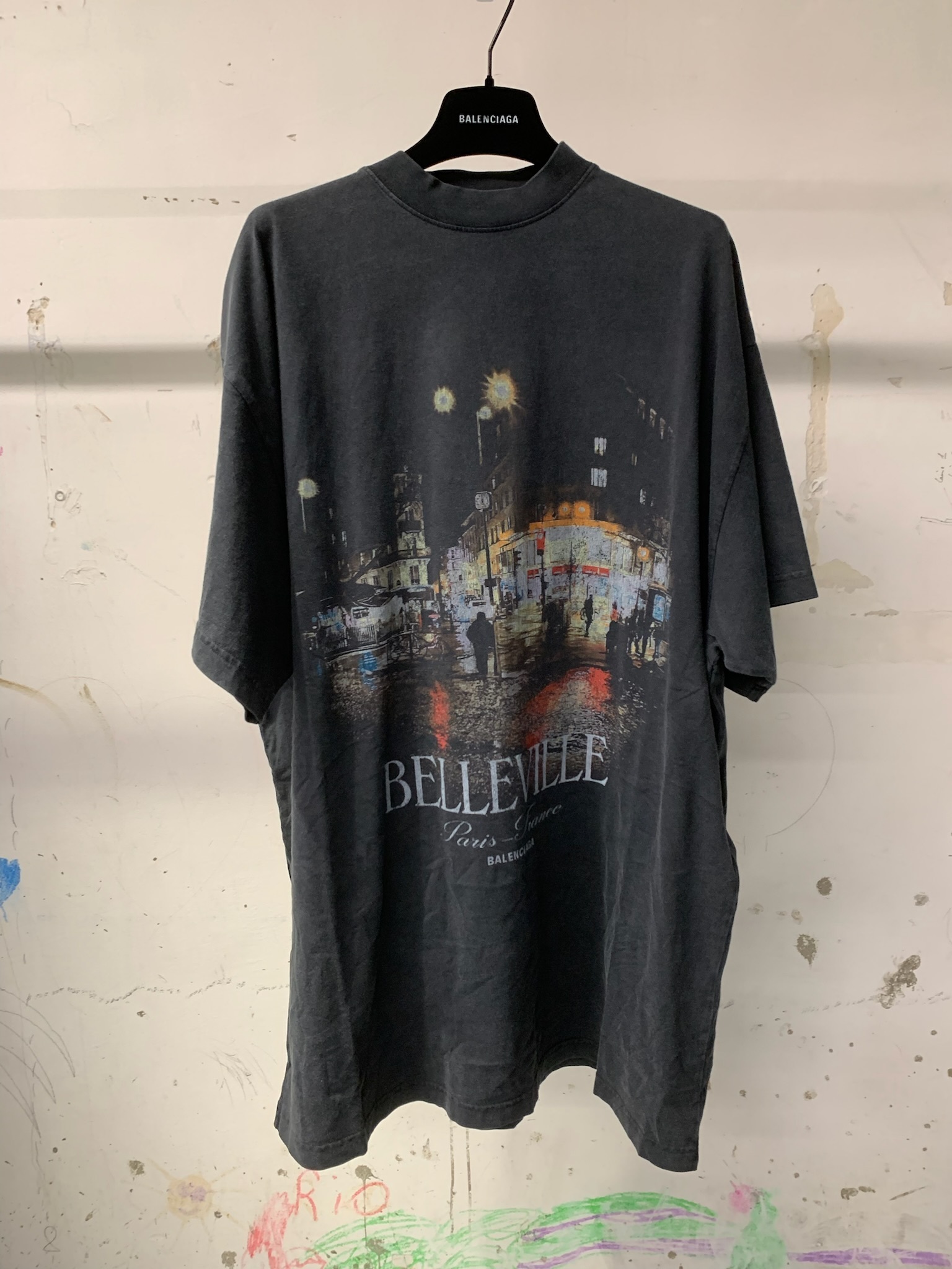 BALENCIAGA】BELLEVILLE Tシャツ オーバーサイズ ロゴ (BALENCIAGA/T
