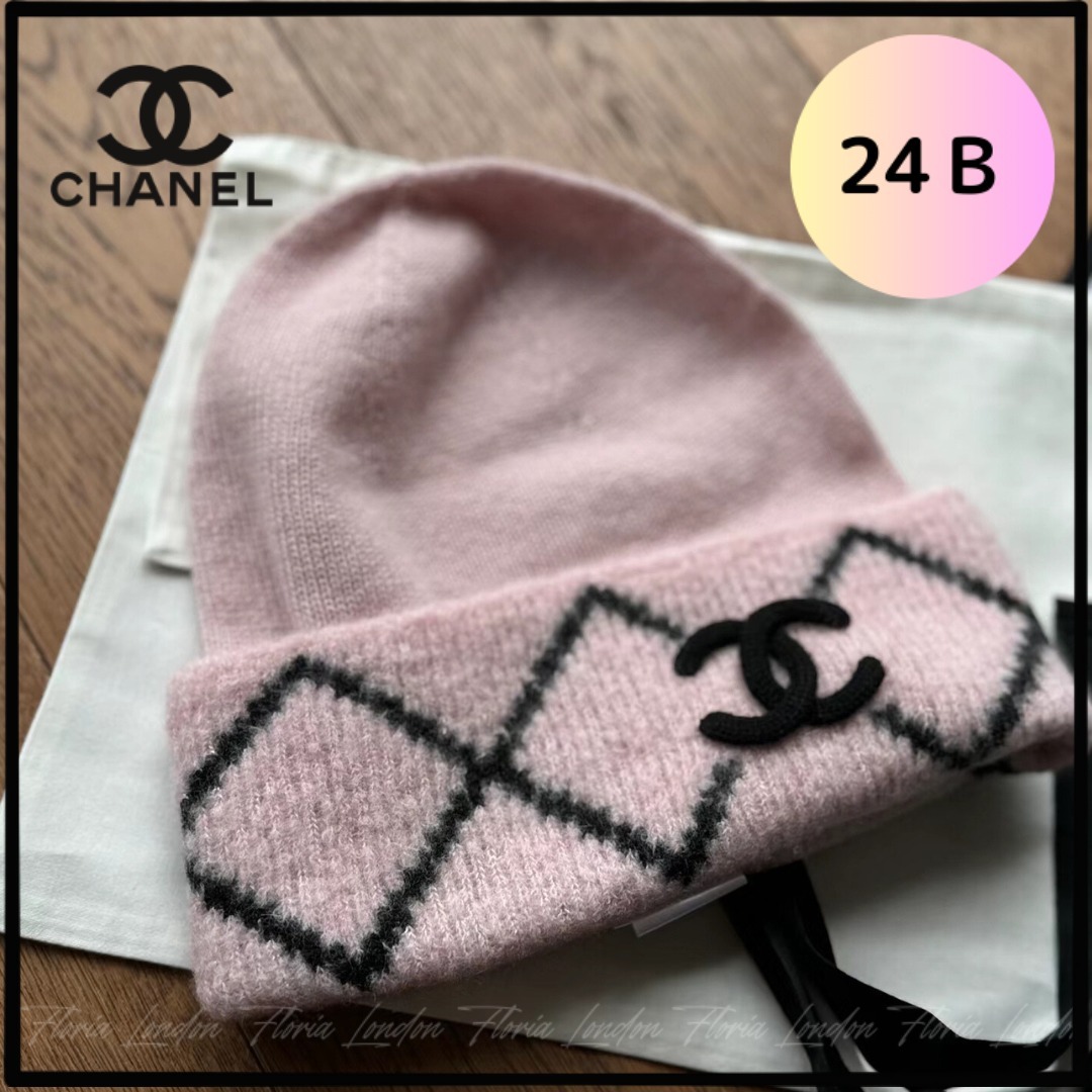 24B【CHANEL】目を惹く可愛いデザイン ロゴ ビーニー ニット帽
