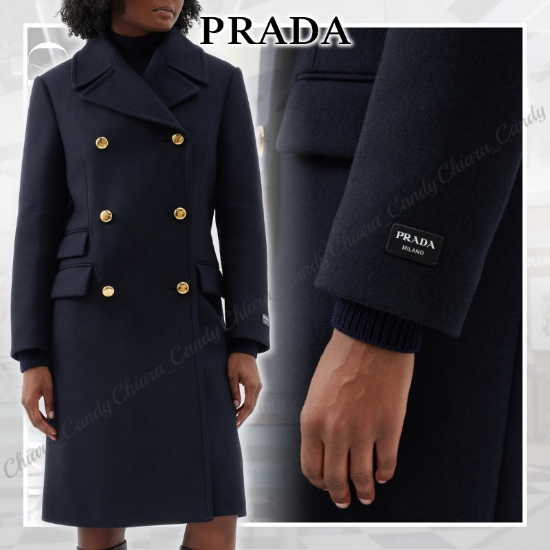 PRADA ネイビーダブルブレストコート