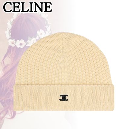 CELINE セリーヌ ホワイト ニット帽/ビーニー ✧特価☆ CELINE ニット