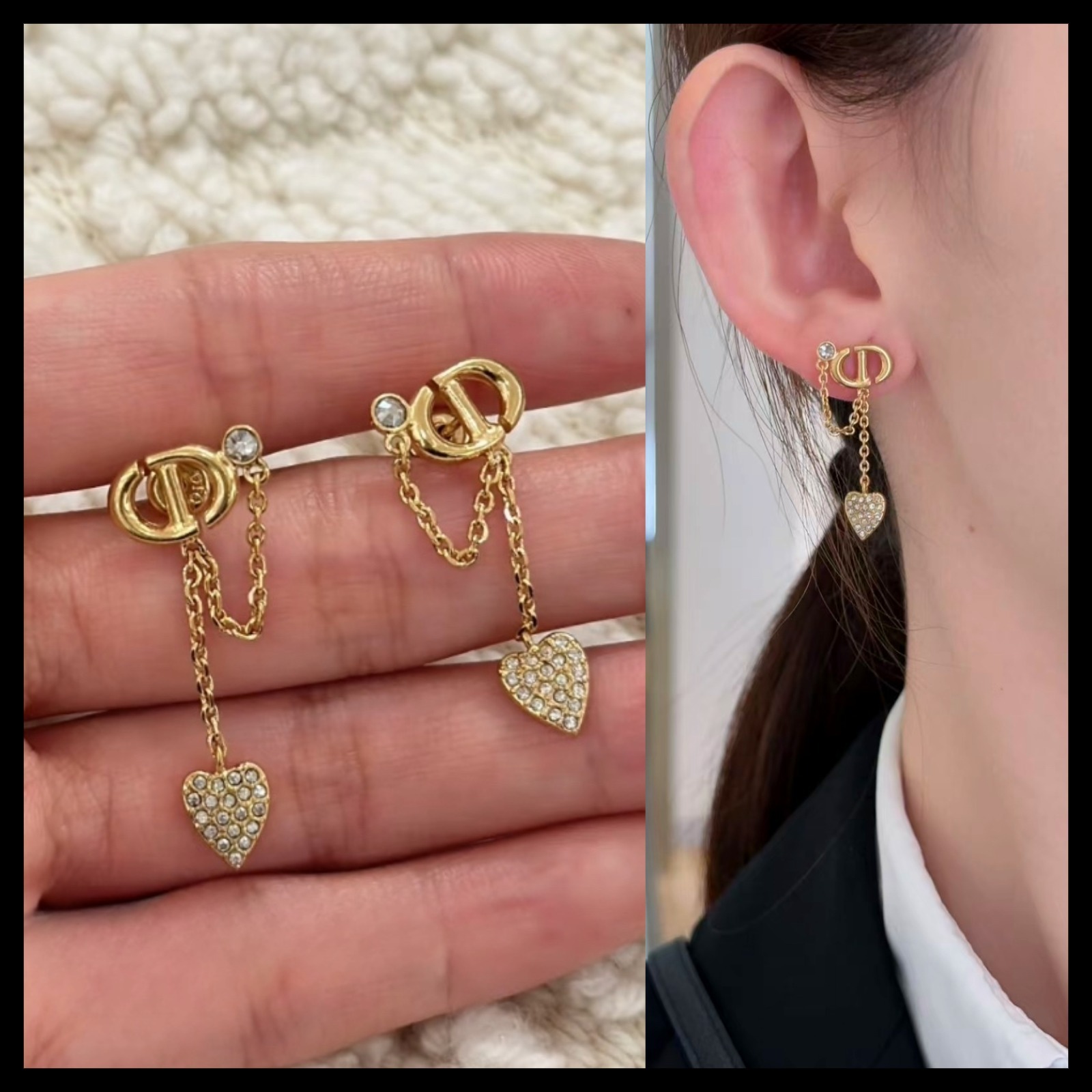 ハート型/かわいい♪】DIOR CD Navy ピアス (Dior/ピアス