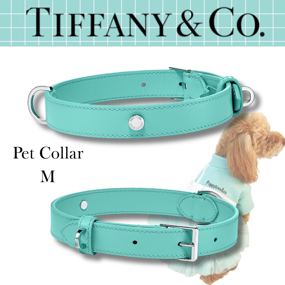 未使用品 Lサイズ⭐️Tiffany ティファニーレザー 犬首輪ドッグカラー