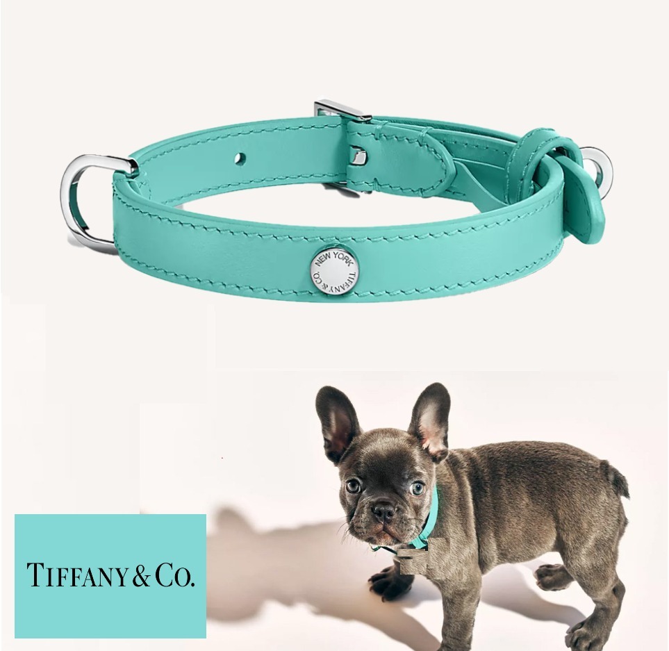 未使用品 Lサイズ⭐️Tiffany ティファニーレザー 犬首輪ドッグカラー