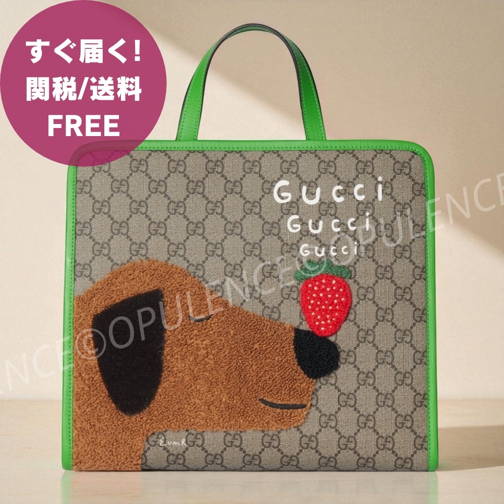 大人OK GUCCI グッチ 人気 犬 イチゴ チルドレンズ トートバッグ