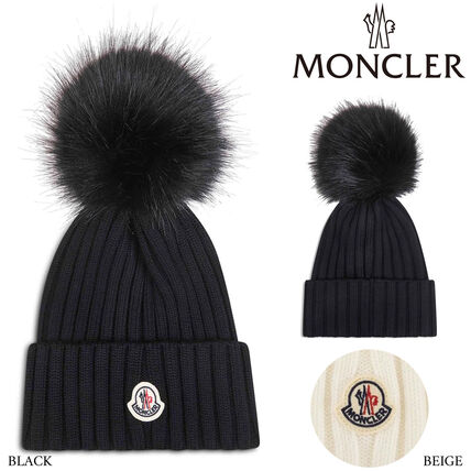 MONCLER 黒 ニット帽 ポンポン付き ニット帽 ポンポン MONCLER