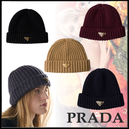 グレー（灰色）系 PRADA(プラダ) ニットキャップ・ビーニー(レディース