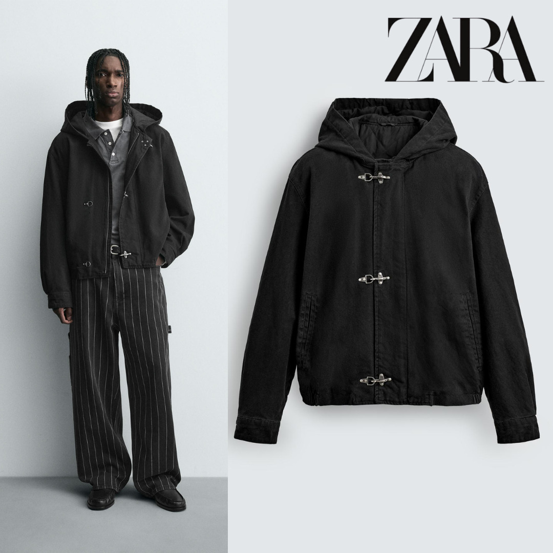 ZARA］フード付きトグルボタンジャケット (ZARA/デニムジャケット