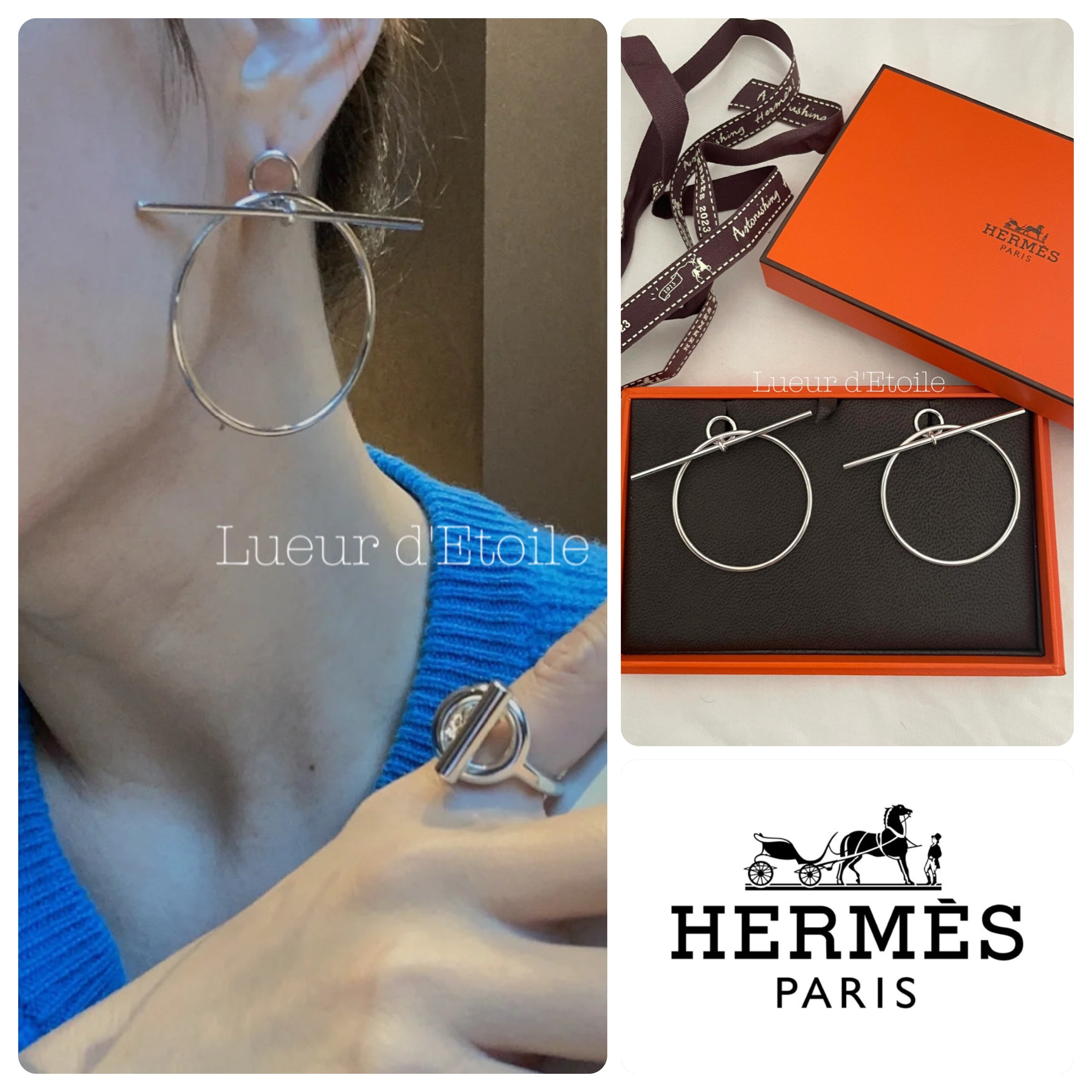 HERMES エルメス 美品 ループMM シルバー ピアス 大人気♡】エルメス