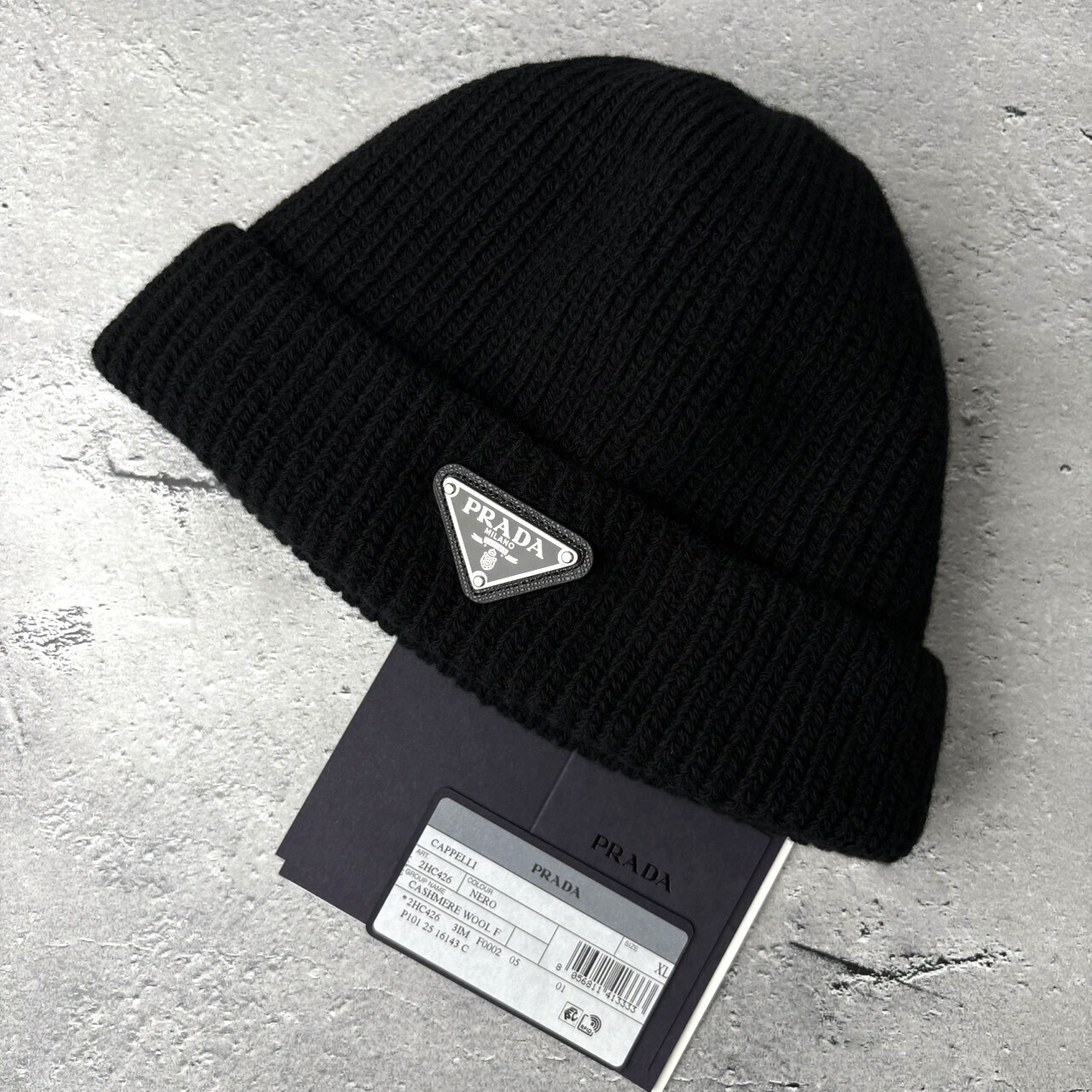 ☆関税・送料込み【PRADA】プラダ ロゴ ビーニー ニット帽 (PRADA