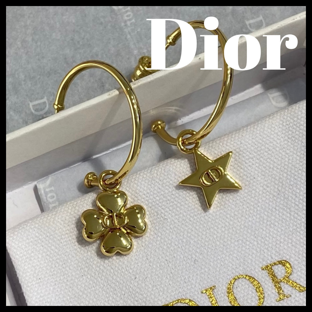 アシンメトリーがお洒落れ】Dior フープピアス
