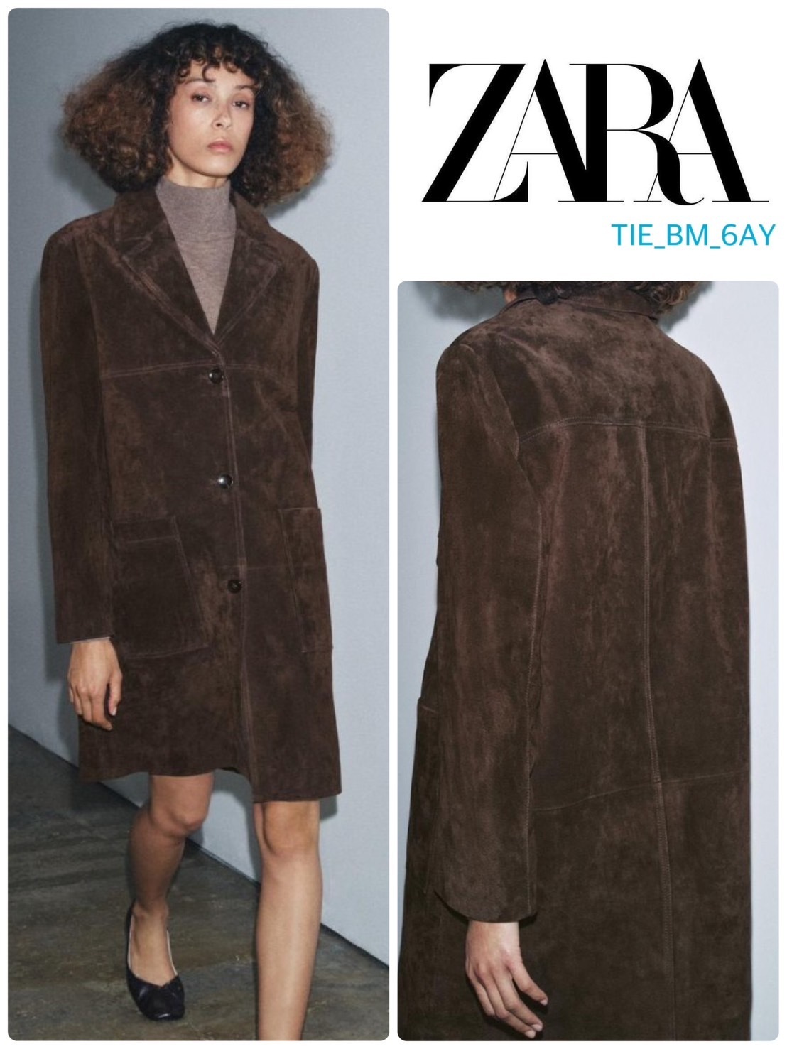 ZARA 100%スエードレザーコート ZWコレクション 限定版 ブラウン (ZARA