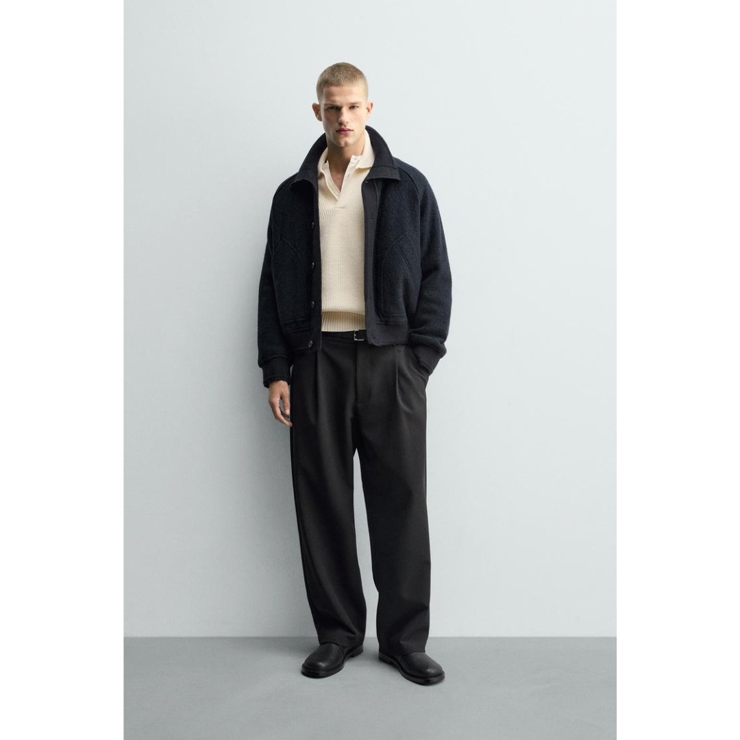 ZARA］リブ襟切り替えジャケット