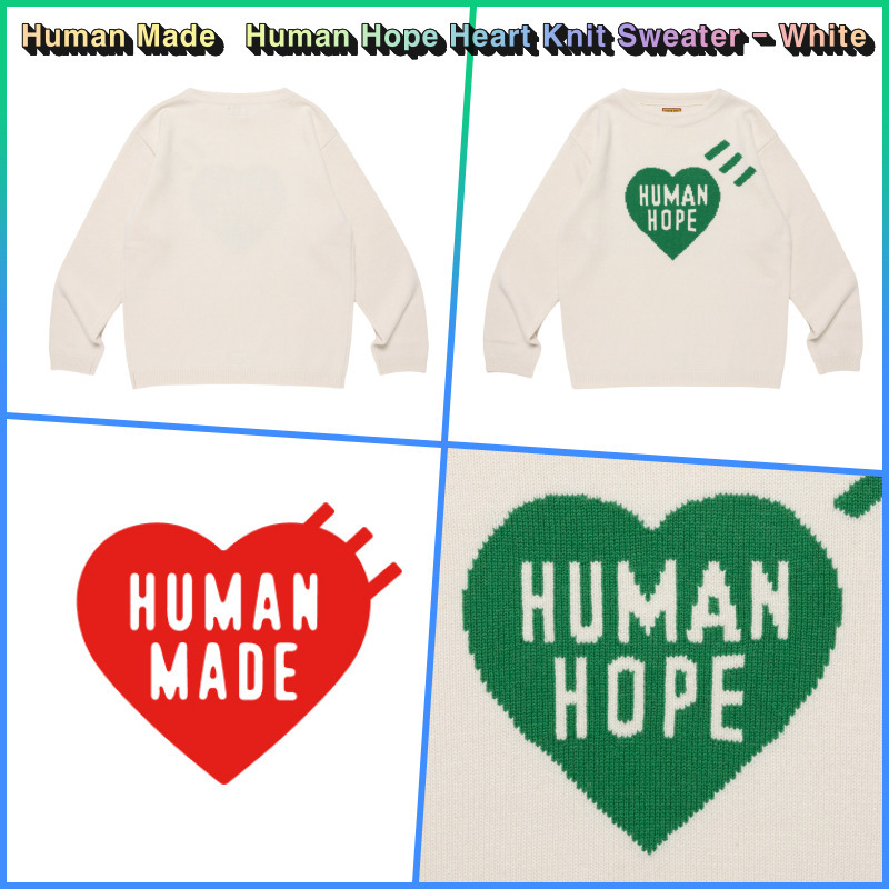 ☆Human Made☆Human Hope Heart Knit Sweater White