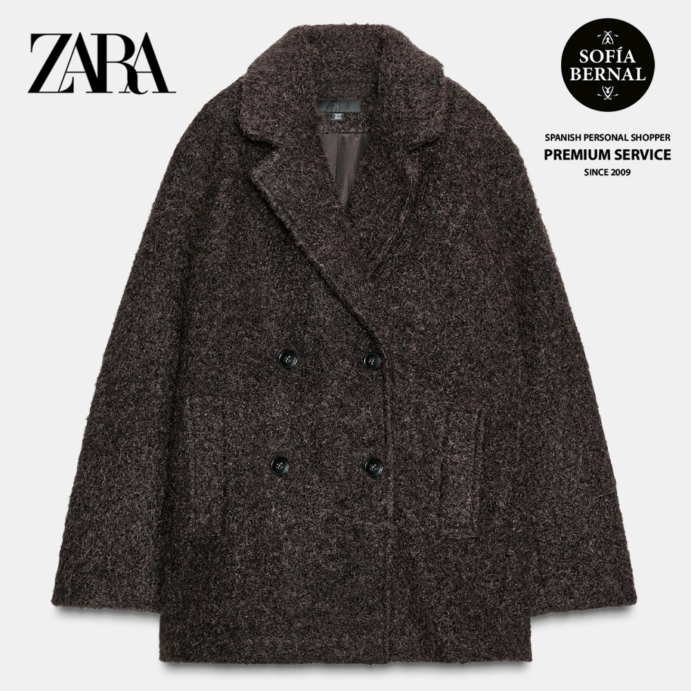 ZARA ブークレダブルブレストミディ丈コート (ZARA/ジャケット) 8073