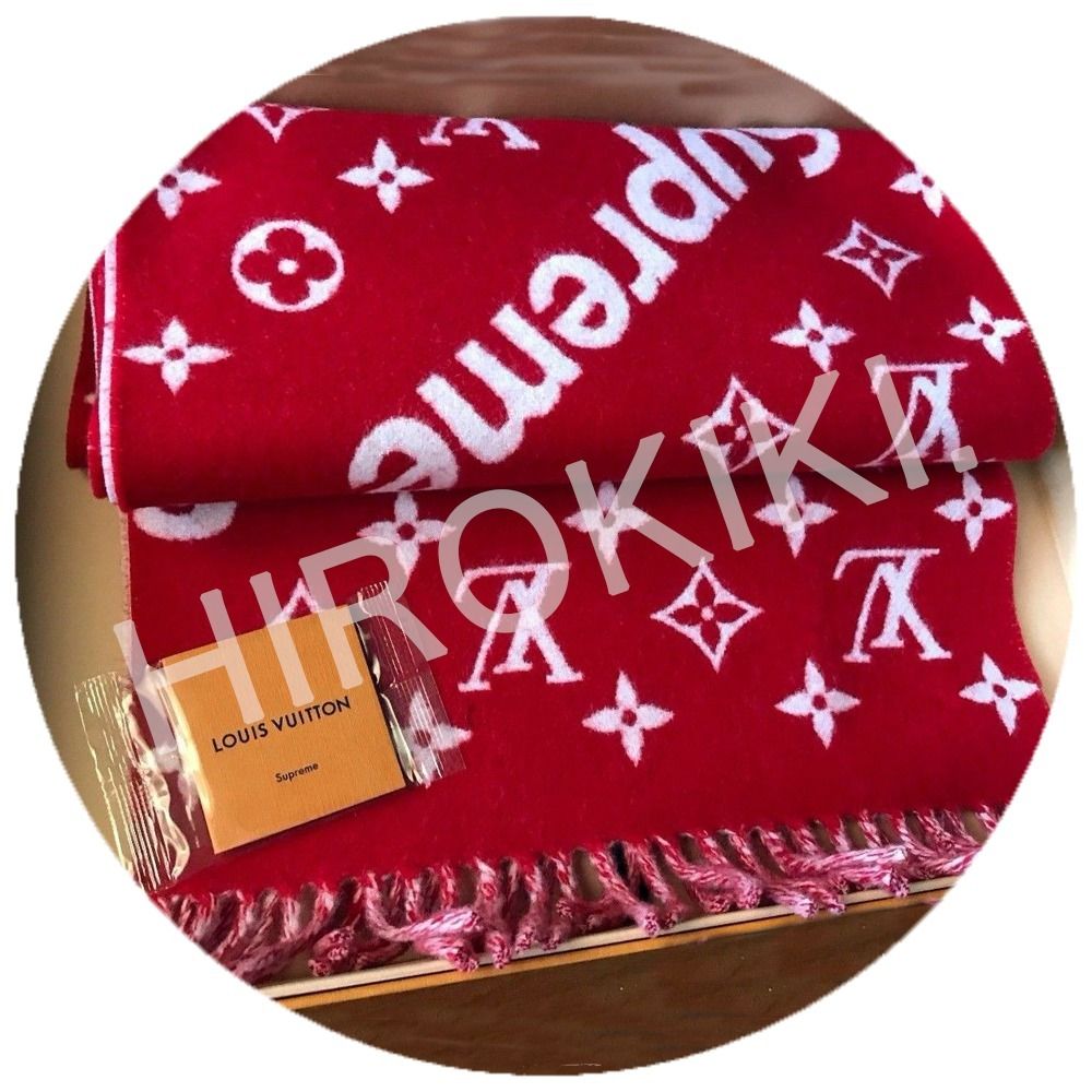 Louis Vuitton Supreme Monogram Scarf モノグラム マフラー 赤
