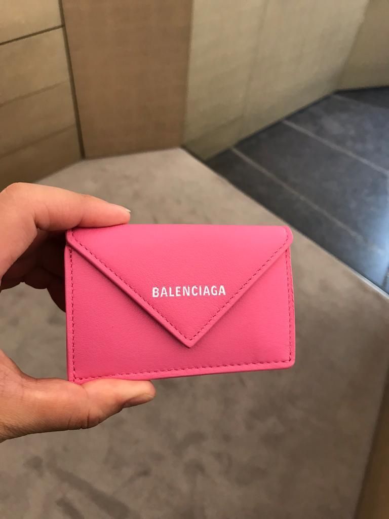 大人気【BALENCIAGA】ペーパー ミニ ウォレット ピンク (BALENCIAGA
