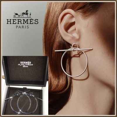 ☆フランス発☆【Hermes】シルバーピアス ≪Loop≫ ループ MM (HERMES