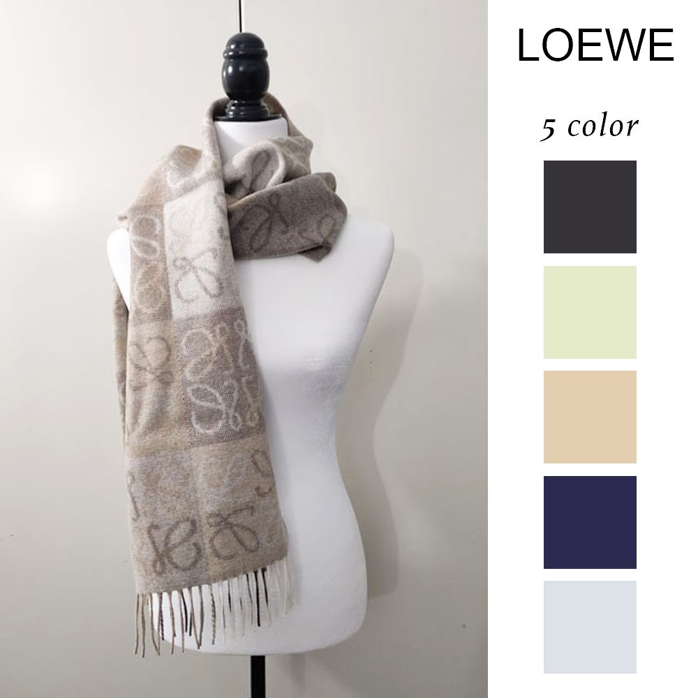 LOEWE クリーム色 マフラー ウール100% LOEWE クリーム色 マフラー