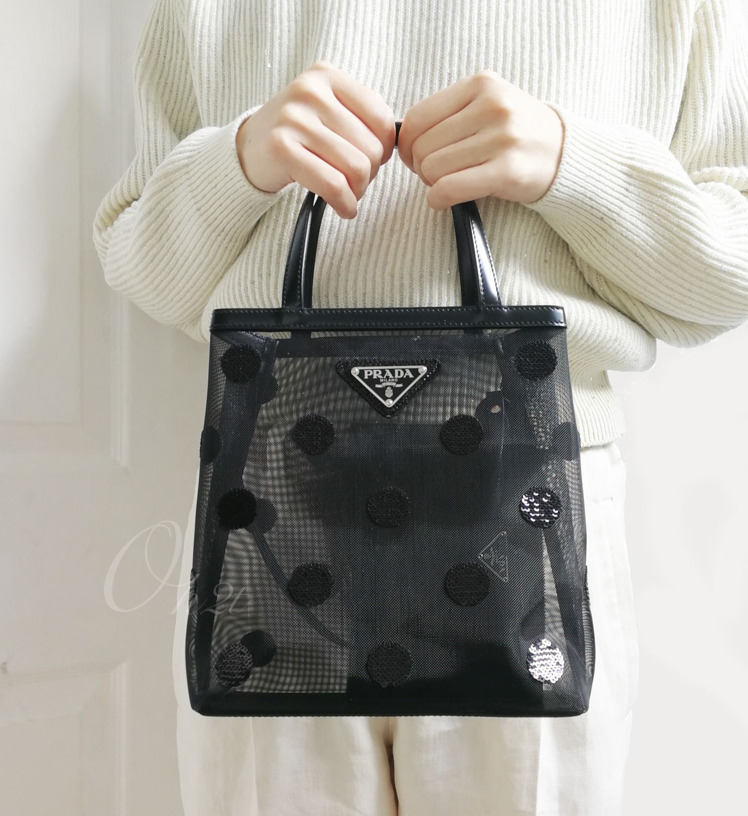 PRADA スモール ポルカドット メッシュ トートバッグ (PRADA/トート