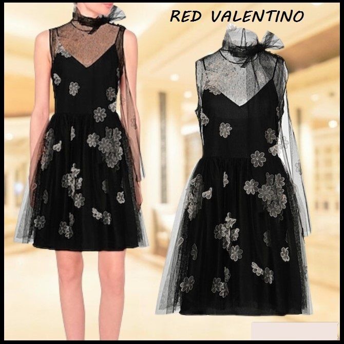 RED VALENTINO チュールブラックワンピース