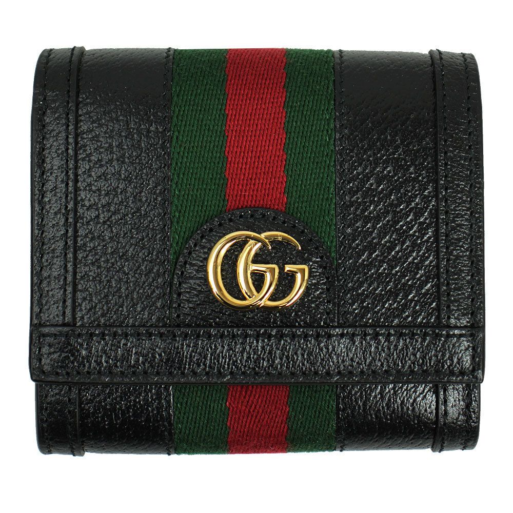 グッチ 二つ折り財布 オフディア ストライプ ブラック 719887 (GUCCI