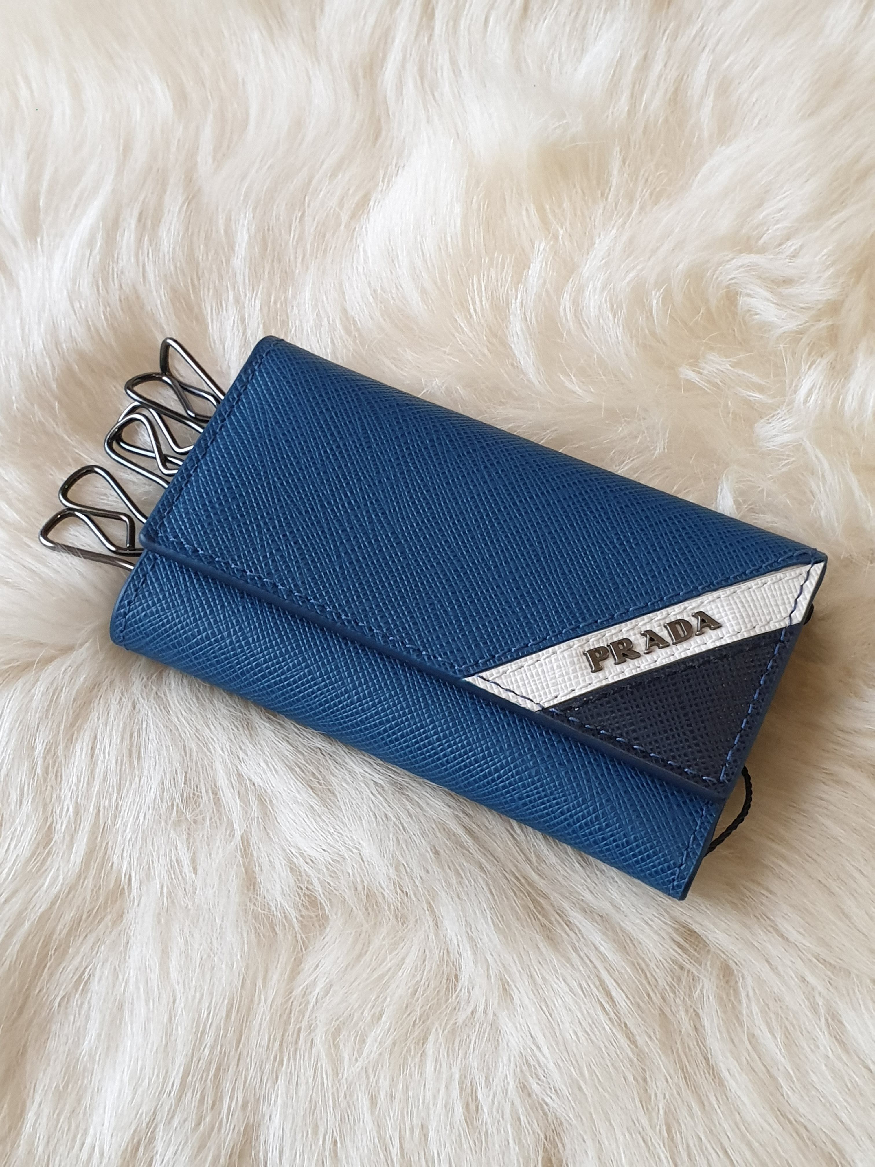 PRADAメンズ♪レザーキーケース6連♪ブルー/ネイビー (PRADA/キー