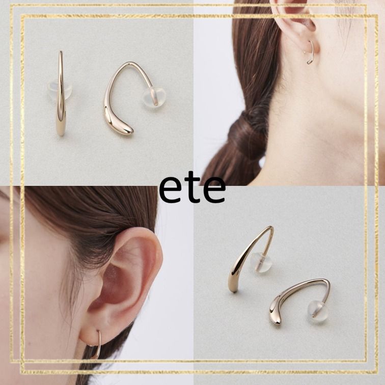 ete エテ ピアス K18 ロウブラウンゴールド トーン ☆国内発送
