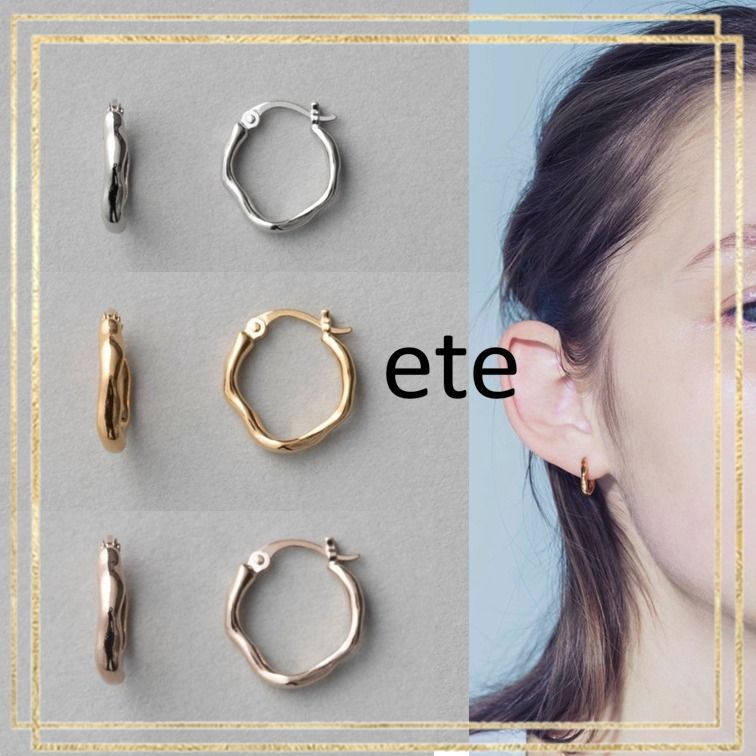 ete エテ ピアス フープ ウエーブ シンプル ギフト ☆国内発送