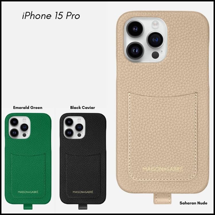 刻印*MAISON de SABRE*ストラップ付ケースiPhone15シリーズ (MAISON de