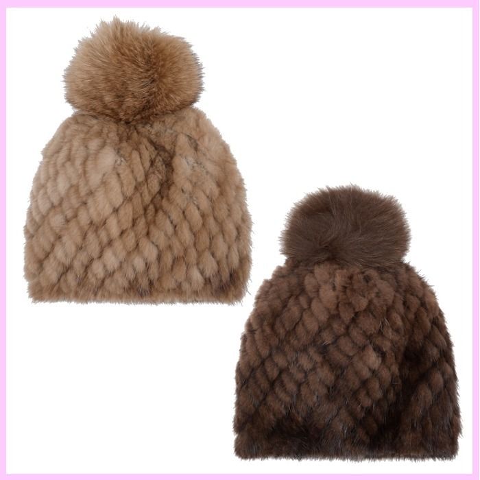 7日以内にお届け♪23-24AW☆Max Mara☆ ミンク ポンポンハット (Max
