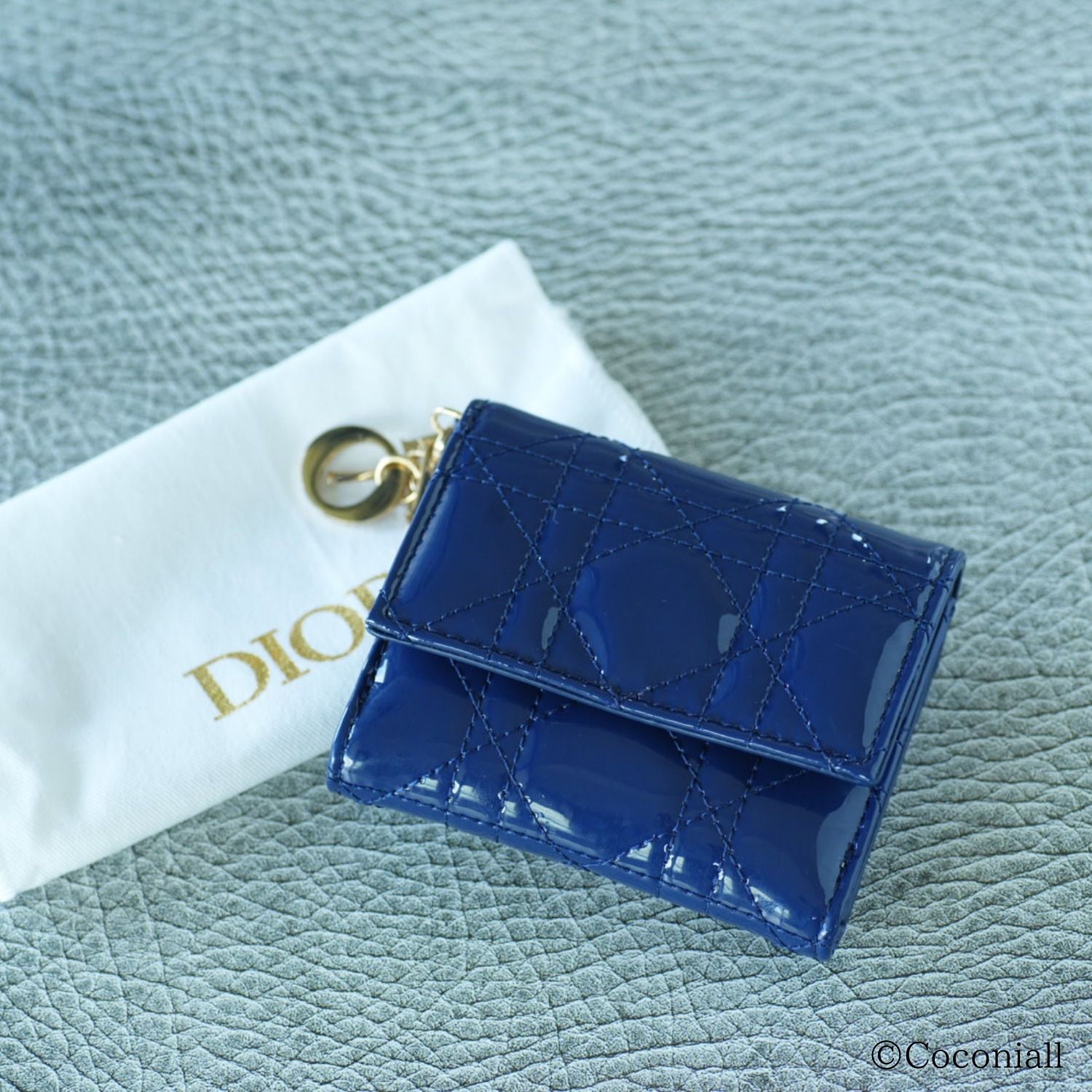 Lady Dior 三つ折り財布 水色 ブルー Lady Dior 三つ折り財布 水色