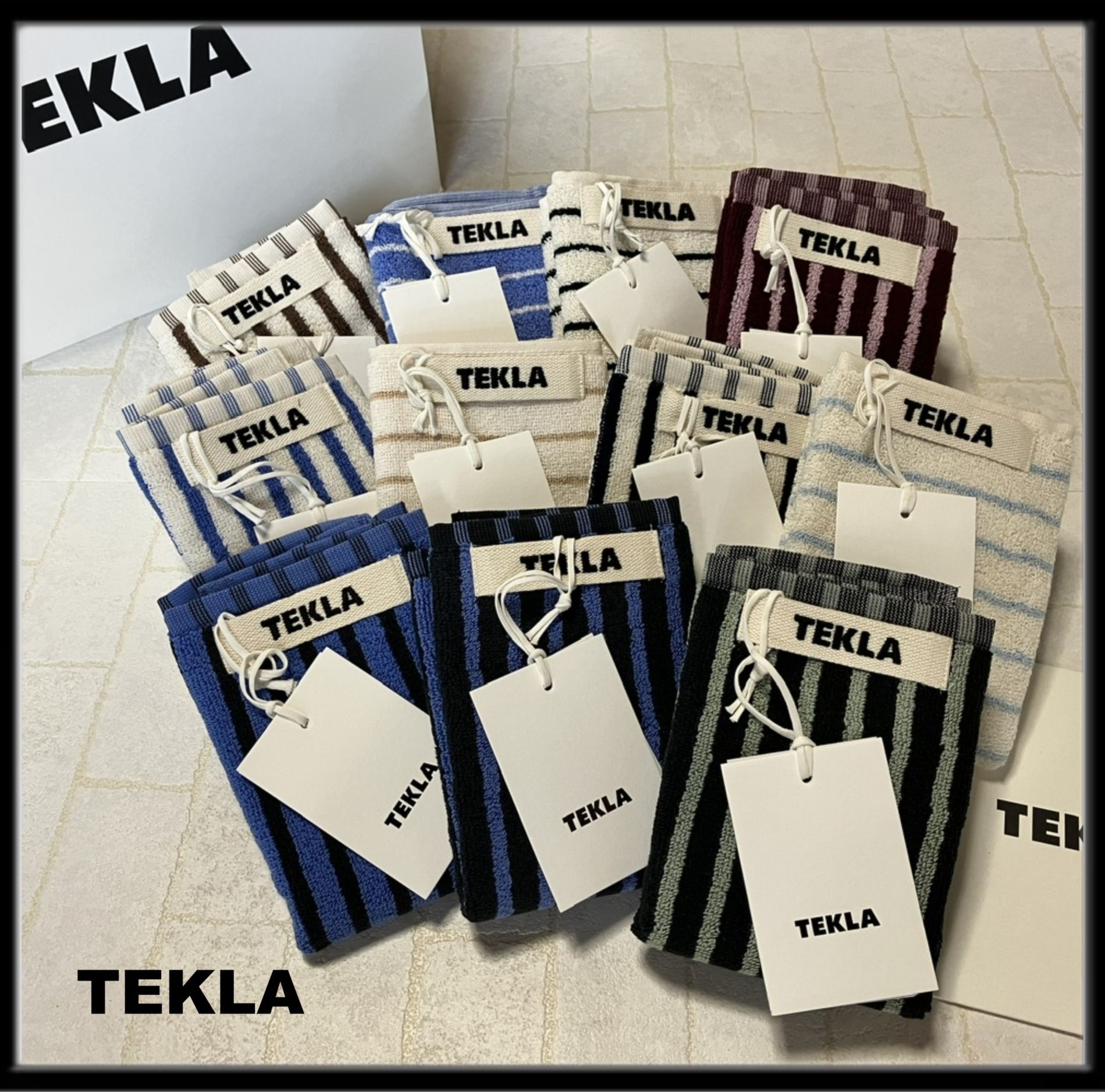 すぐ届く！】TEKLA オーガニック ハンドタオル ストライプ (TEKLA