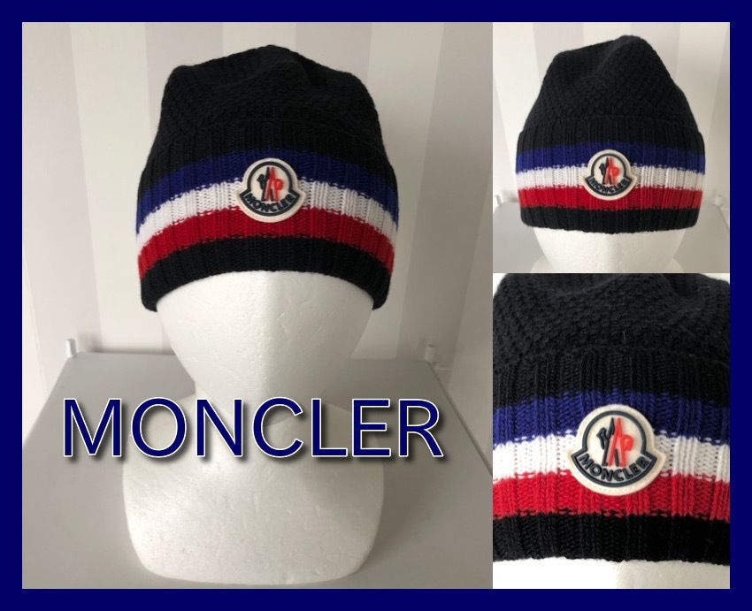 MONCLER/モンクレール】ロゴワッペン付ニットキャップ 国内即 (MONCLER