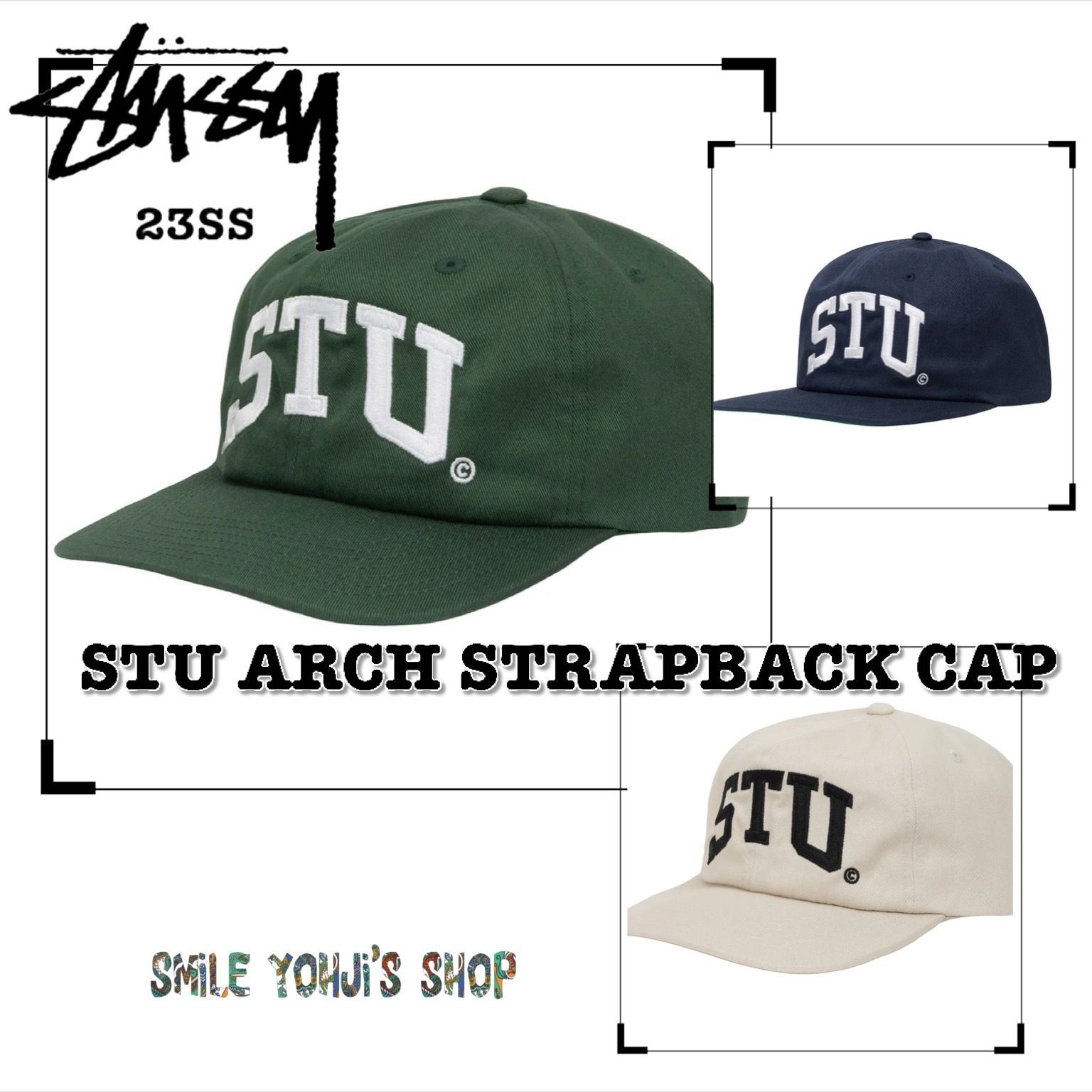 ☆23SS 最新作☆STUSSY STU ARCH STRAPBACK CAP (STUSSY/キャップ