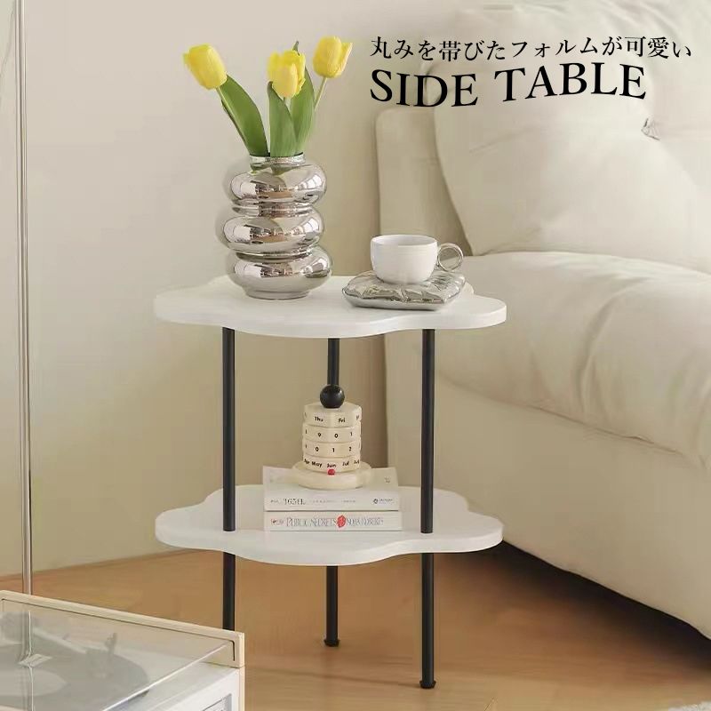 北欧、 韓国風サイドテーブル インスタ映え ホワイトウッド (机