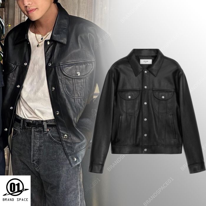 CELINE】23SS ソフトラムスキン トラッカー レザージャケット (CELINE