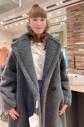白タグ MaxMara マックスマーラ ファーコート ムートンコート ベルト