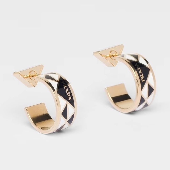 PRADA】プラダ ロゴ エナメルメタル ピアス (PRADA/ピアス