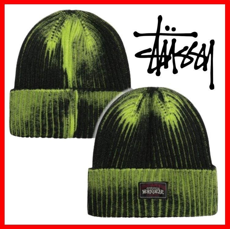 ☆韓国の人気☆【Stussy】☆CUFF BEANIE WORKGEAR SPRAY LIME