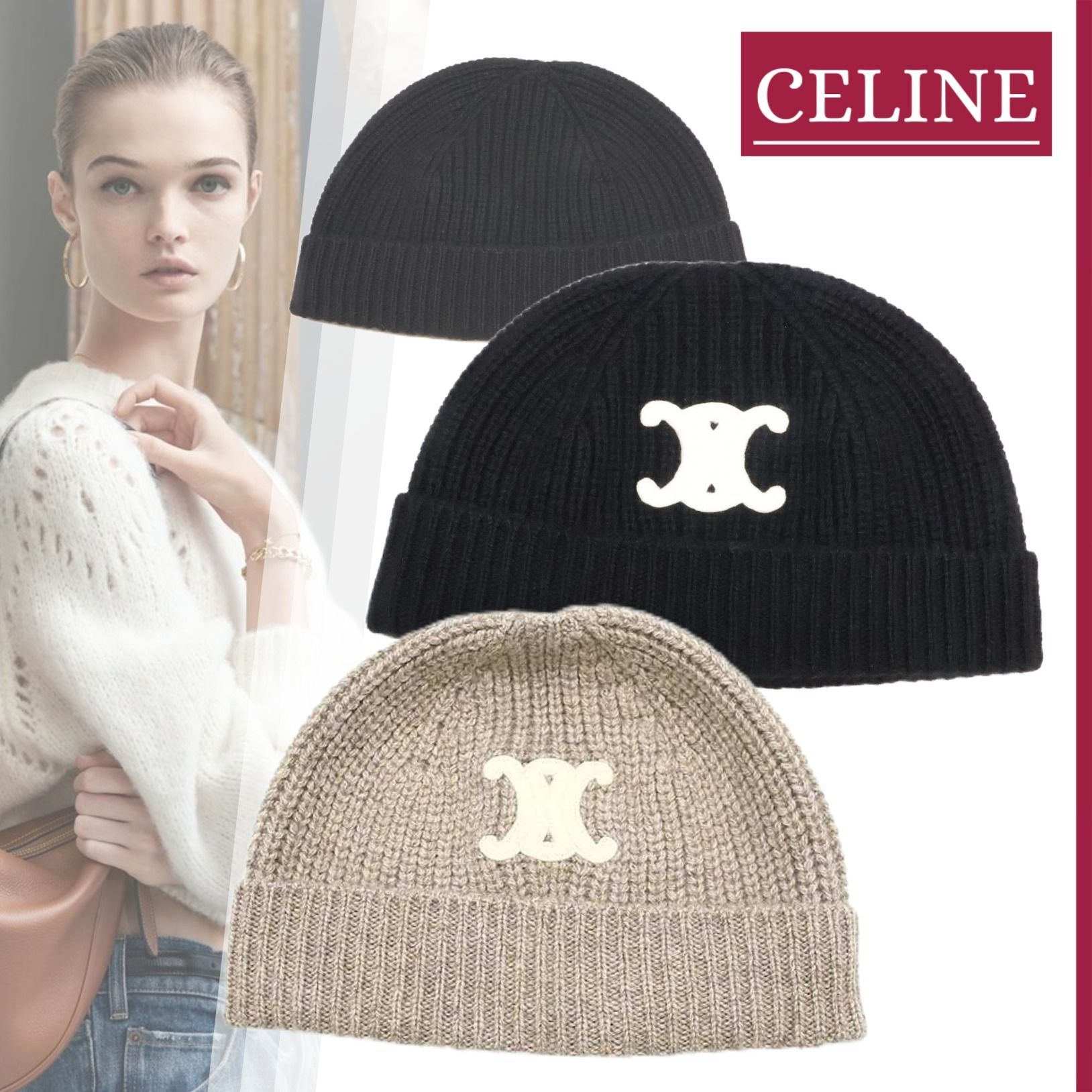 セリーヌCELINE ビーニーニット帽